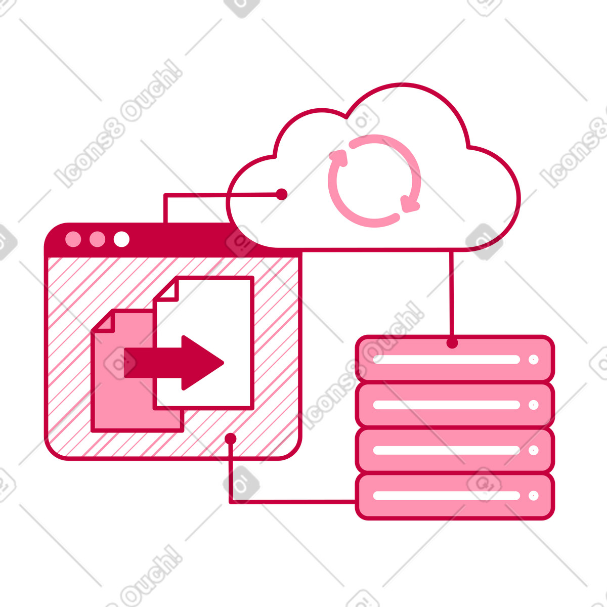 Website hosting: cloud storage and server illustration in PNG, SVG