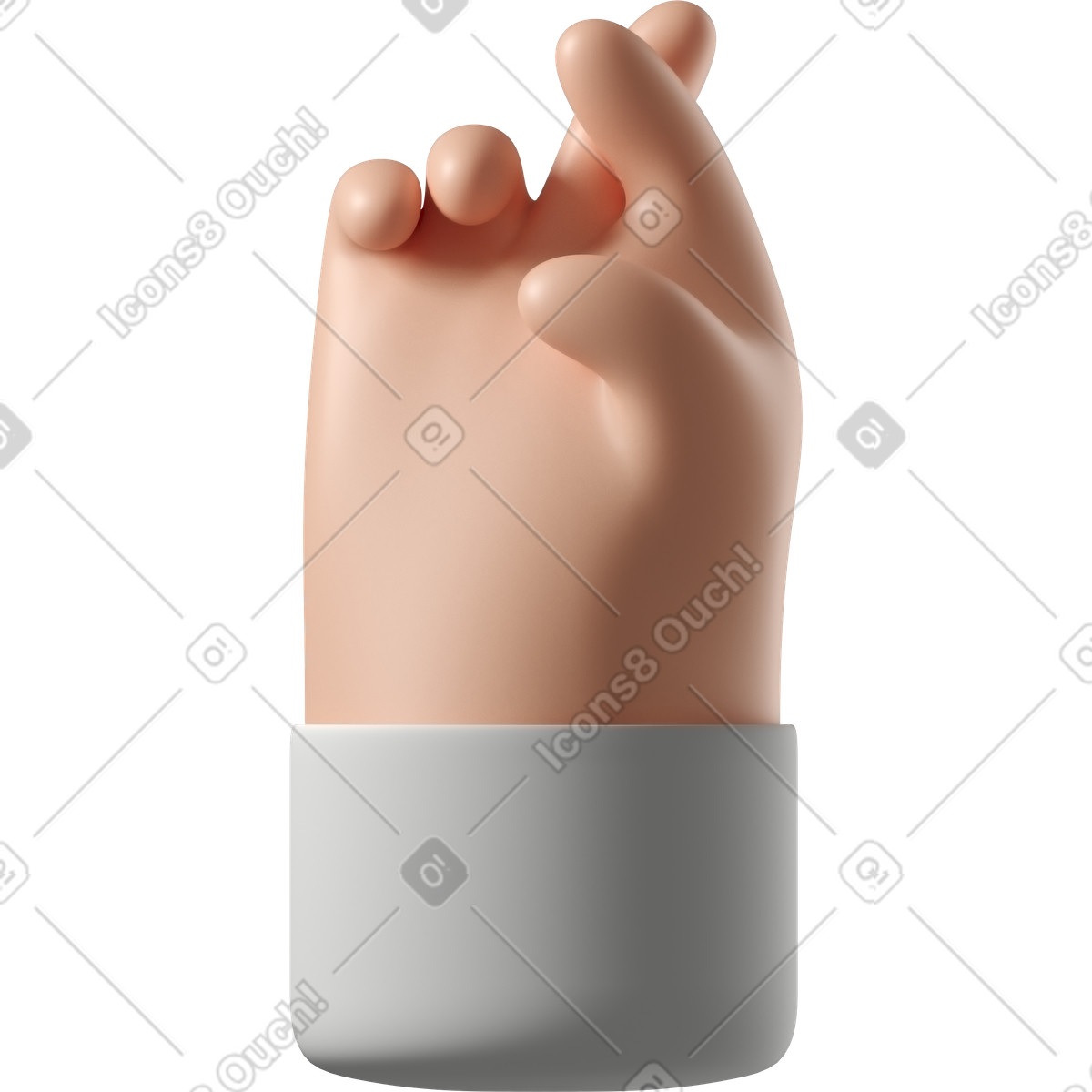 Ilustración Mano de piel blanca con dedos cruzados en estilo 3D Hands Fun&Wild a descargar en PNG y SVG