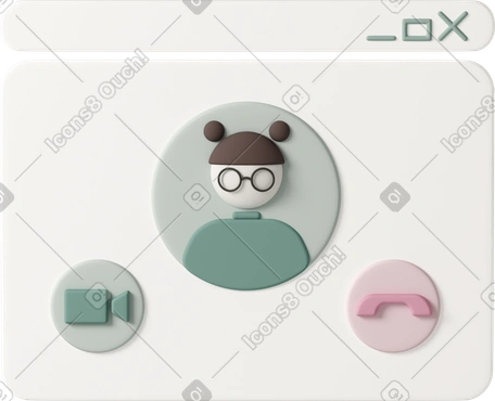 3D online video call interface illustration in Business Casual life style download in PNG, SVG
