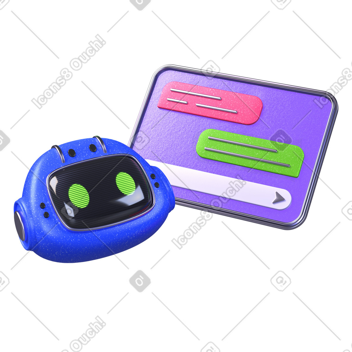 AI assistant and chat interface illustration in PNG, SVG