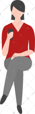 Woman with smartphone sitting PNG, SVG