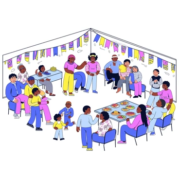 People attending a cultural event at a community center