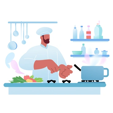A chef wearing a graduation cap while preparing a delicious meal in a kitchen