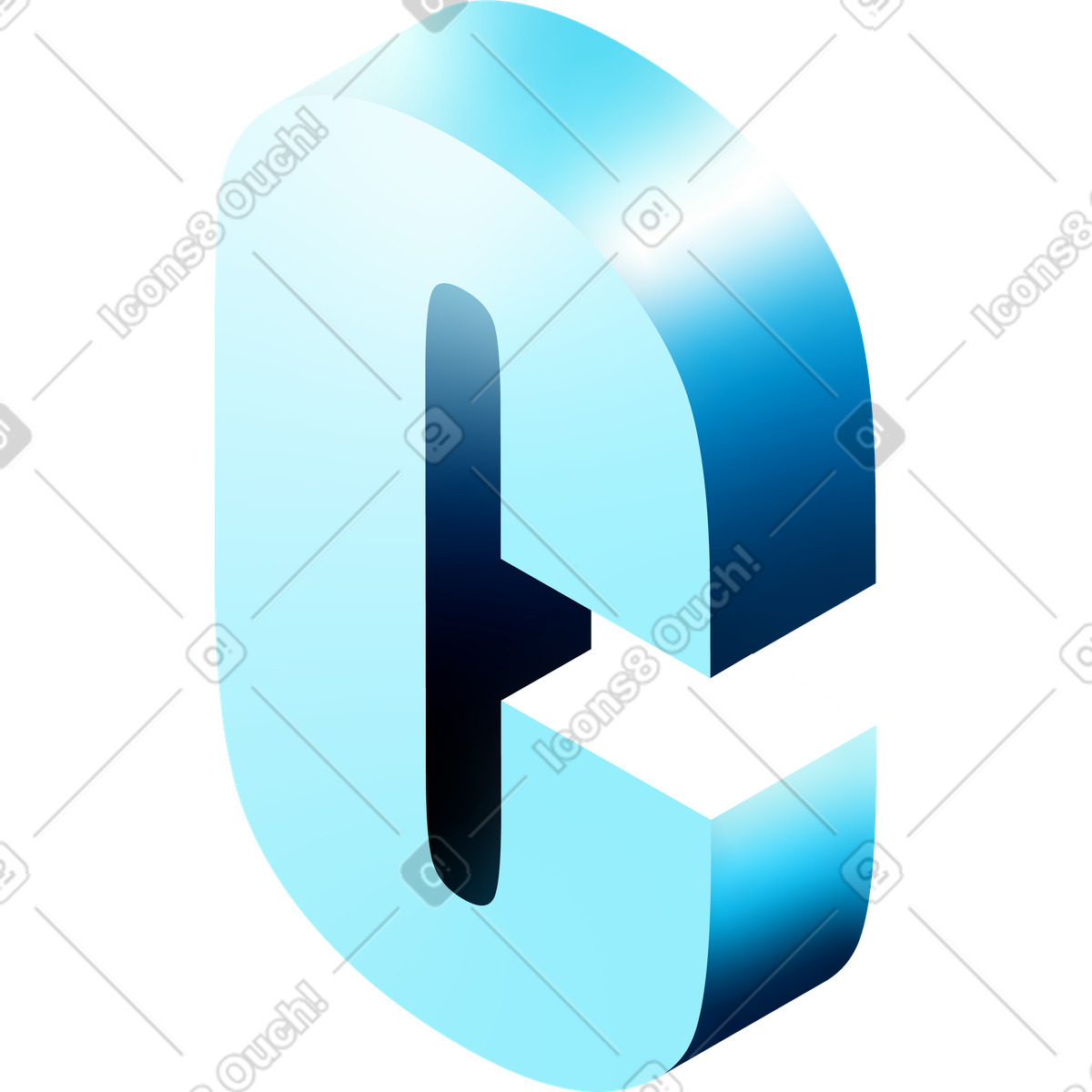 Lettera c isometrica illustrazione in stile Glare scarica in PNG, SVG