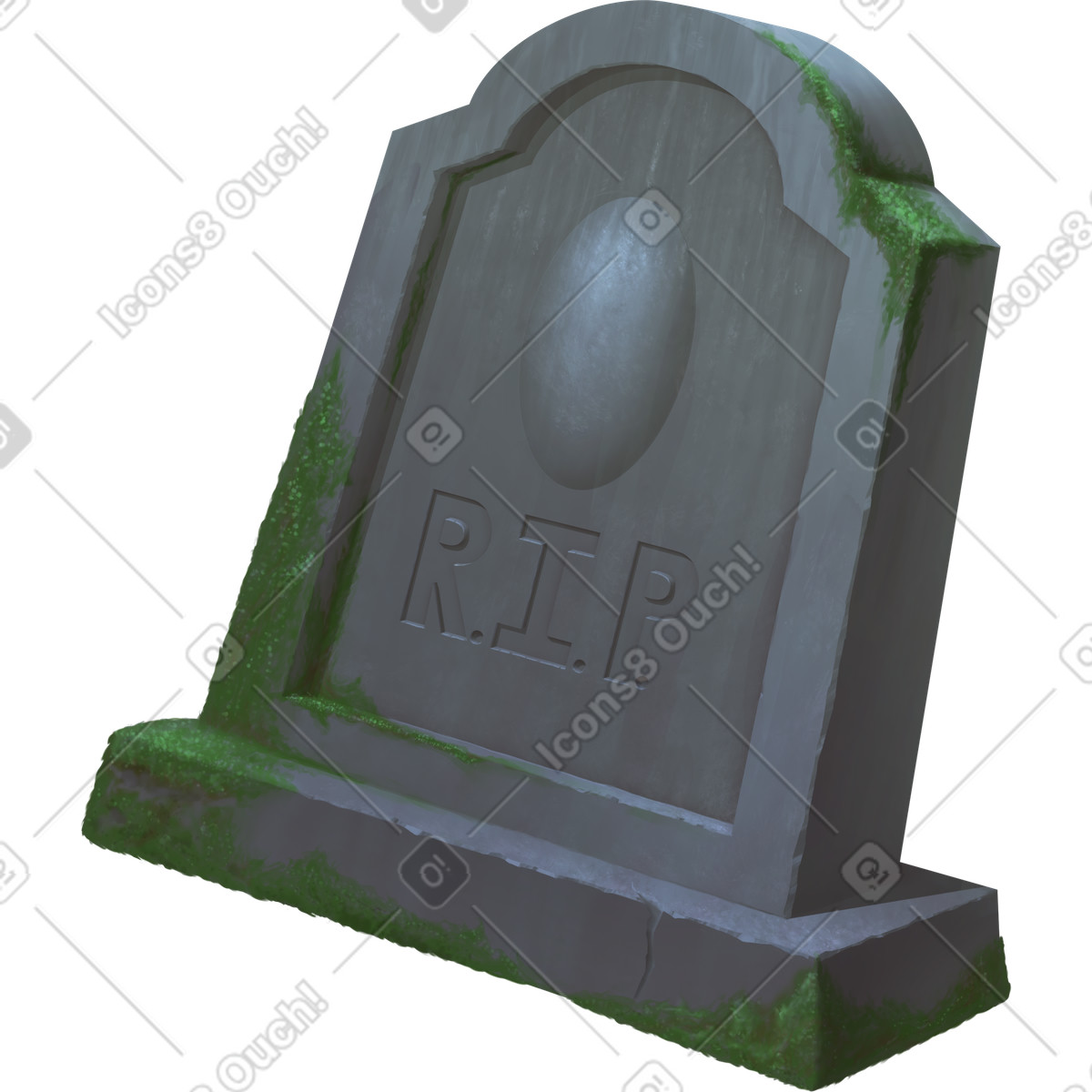 Illustration Gravestone with moss dans le style Props à télécharger aux formats PNG, SVG