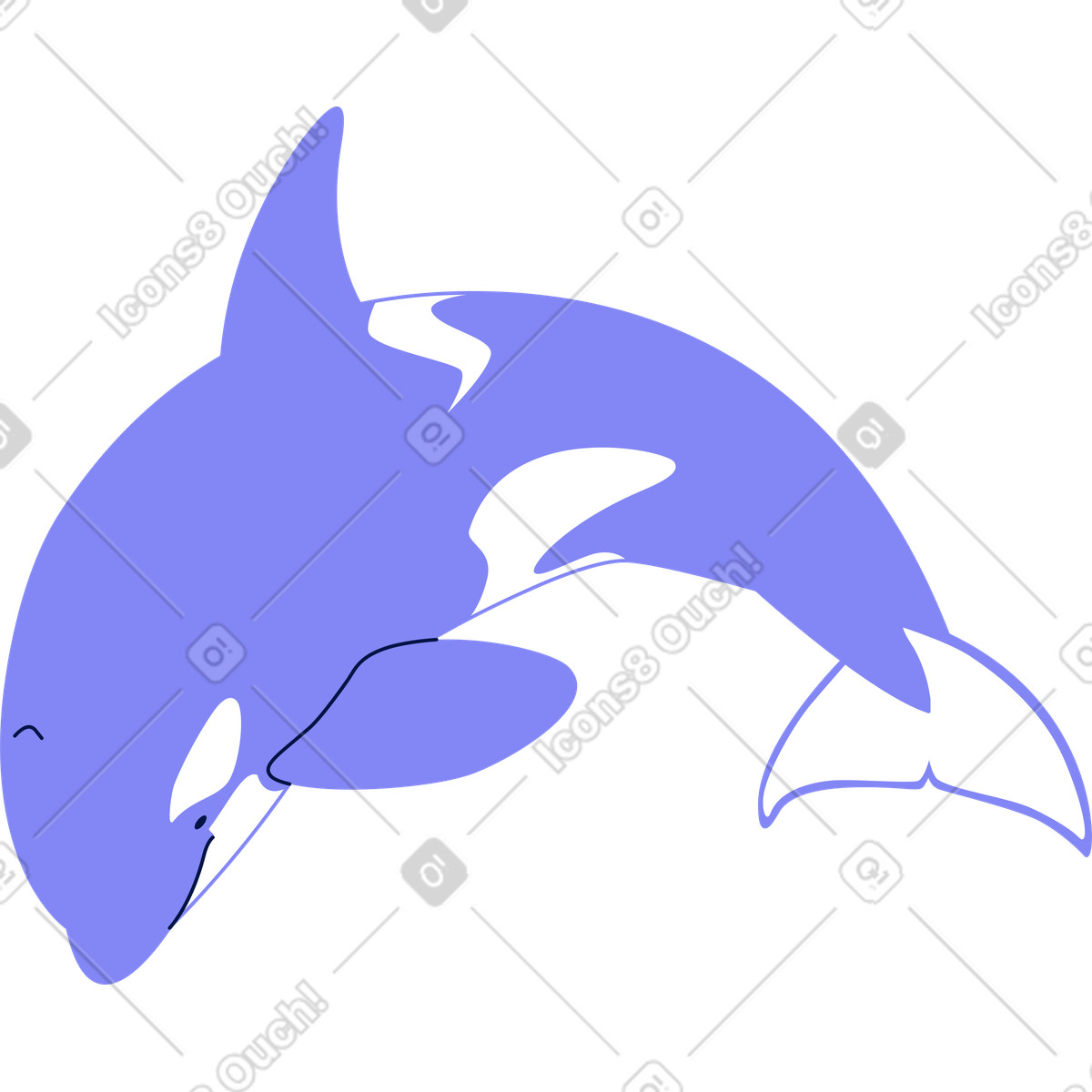 Killerwal springt-Illustration im Glow-Stil als Download in PNG, SVG