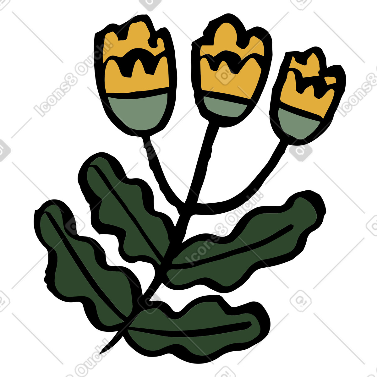 Иллюстрация Yellow tansy flowers в стиле Scandi — скачать в форматах PNG, SVG