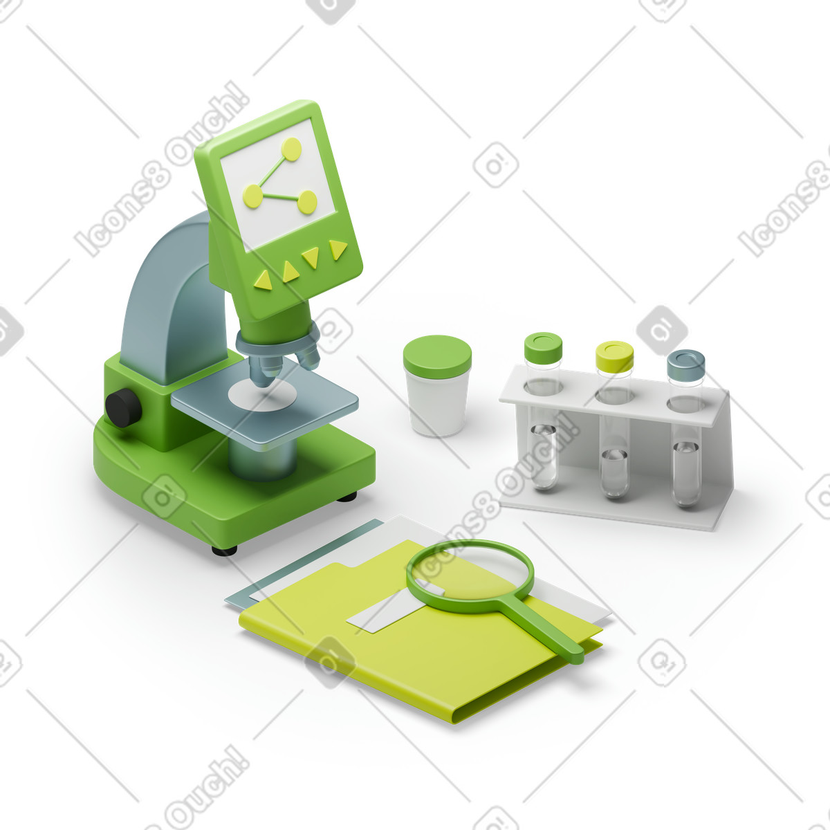 Arzneimittelentwicklung und klinische studien-Illustration im 3D Isometric-Stil als Download in PNG, SVG