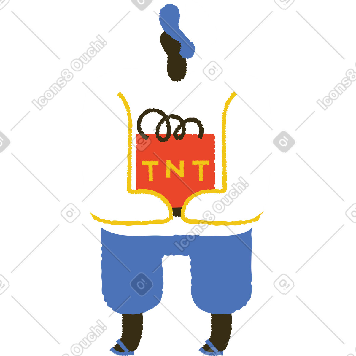Uomo con tnt illustrazione in stile Bermuda scarica in PNG, SVG