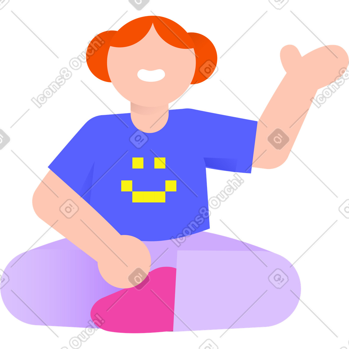 Illustration Jeune femme assise en position du lotus dans le style 8bit à télécharger aux formats PNG, SVG