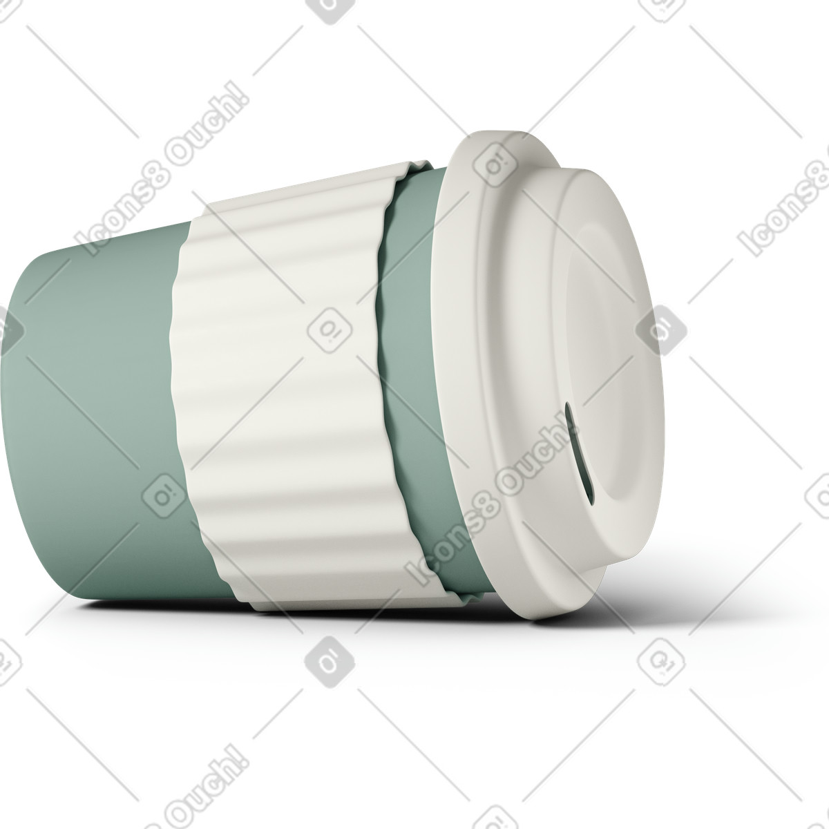 3D Casual life スタイルの Green coffee cup on ground のイラストをPNG、SVG形式でダウンロード