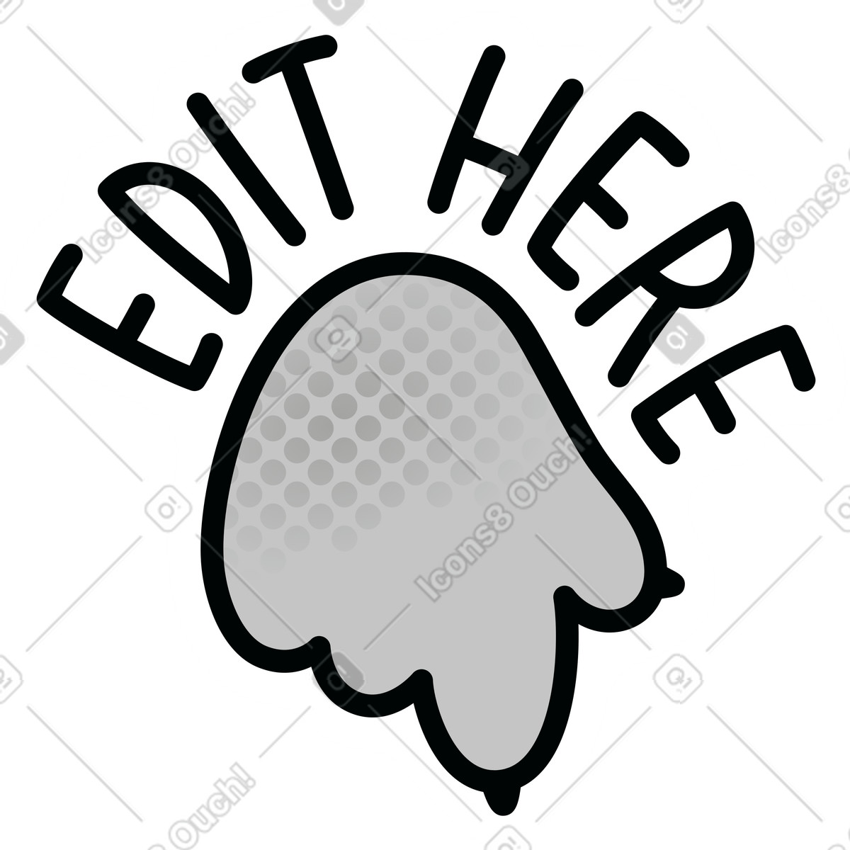 Ilustração de Adesivo edite aqui texto sobre a pata do gato em no estilo Purrfect para baixar em PNG, SVG