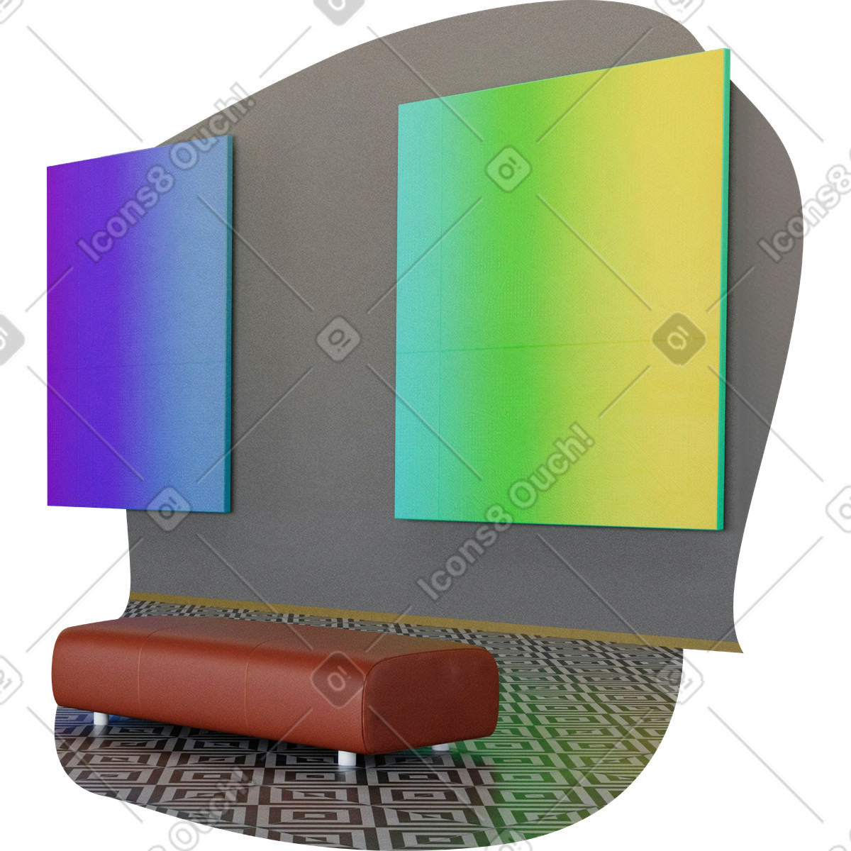 Ilustración Fondo con una galería de arte en estilo Everyday a descargar en PNG y SVG