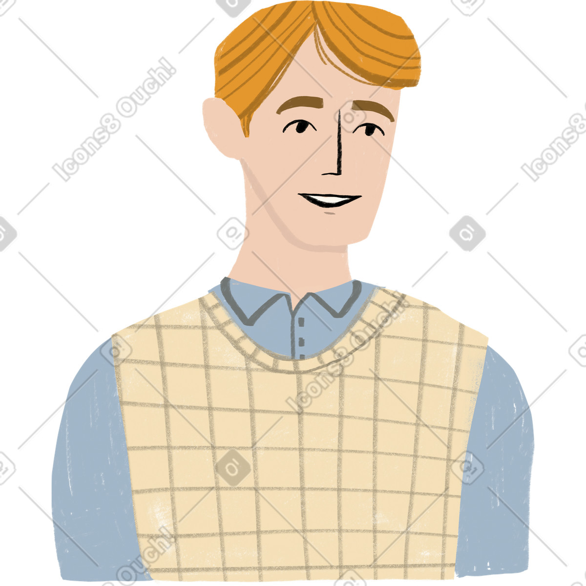 Blond man smiling illustration in Lumiere style download in PNG, SVG