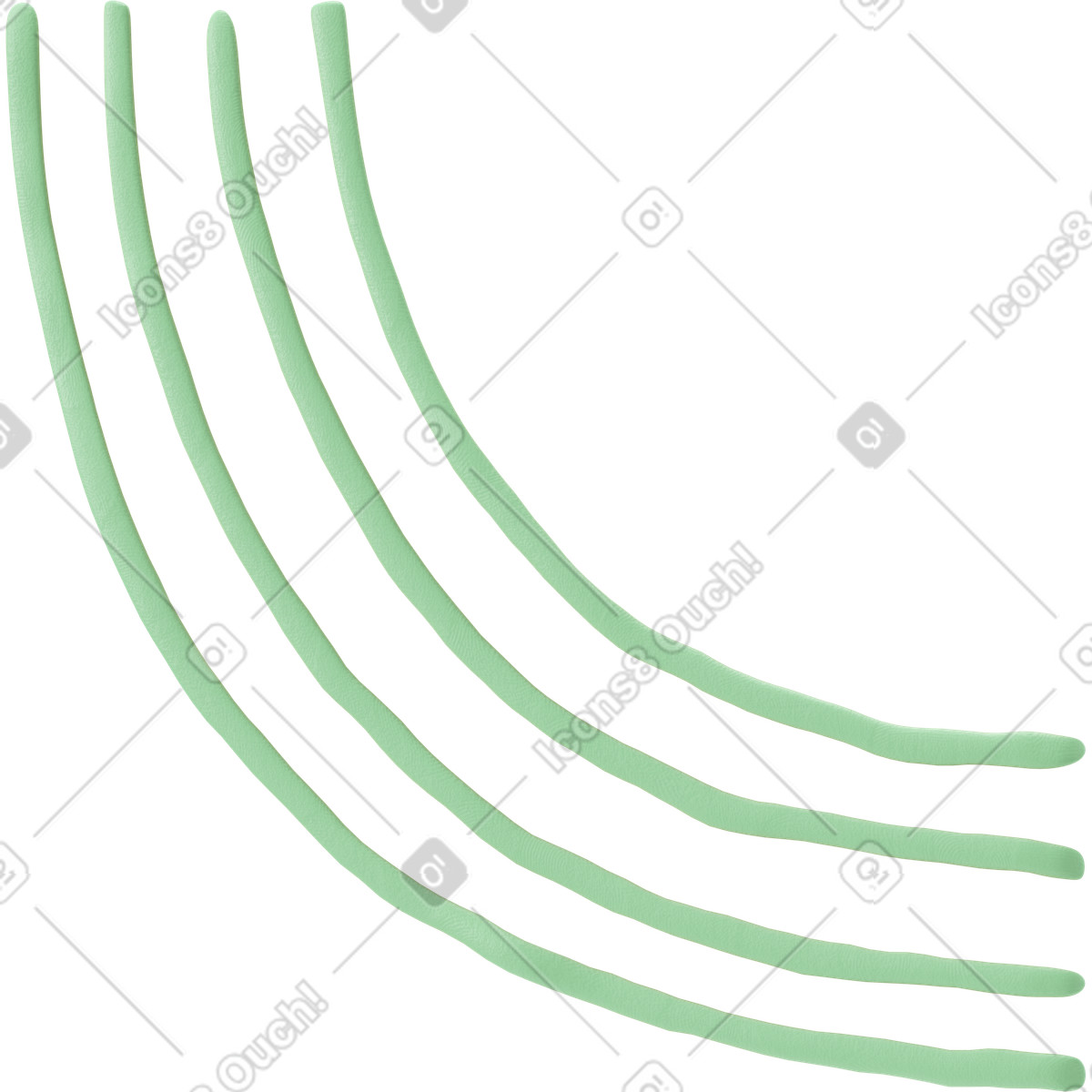 Green lines illustration in 3D Stripy style download in PNG, SVG