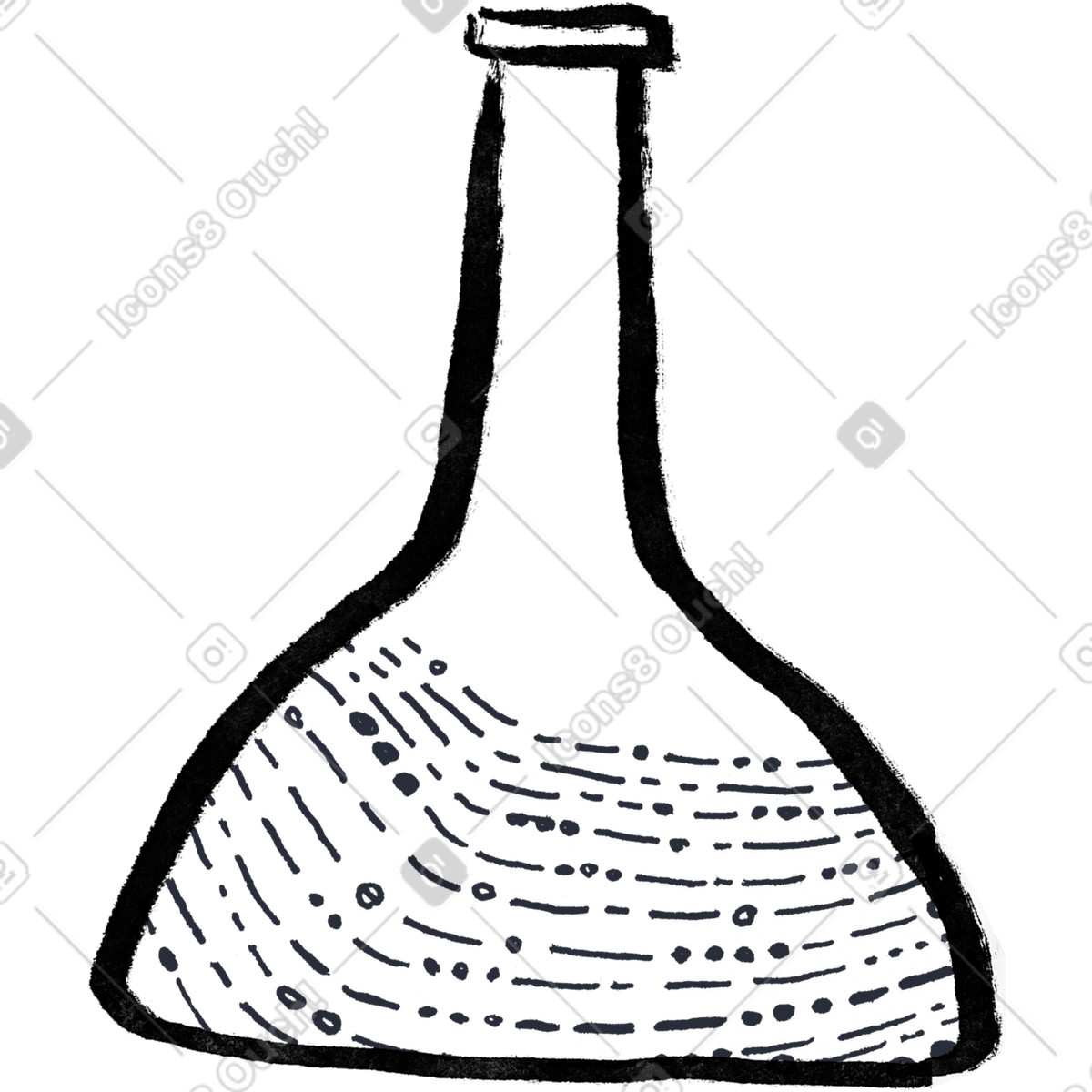 Inky スタイルの Volumetric flask with luquid のイラストをPNG、SVG形式でダウンロード