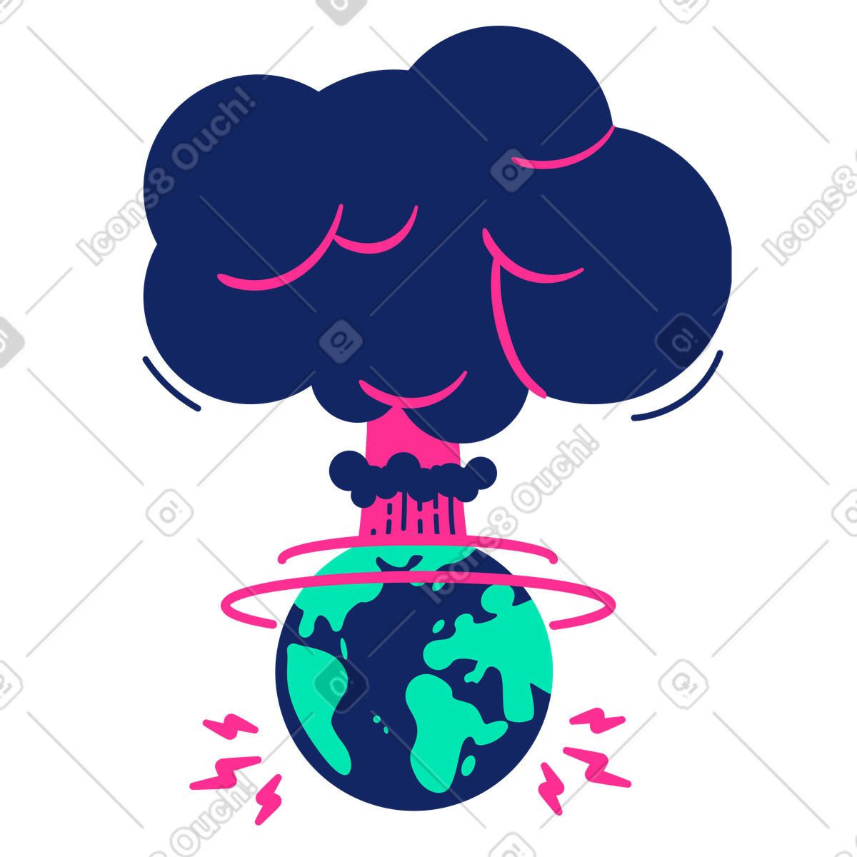 Ilustración Explosión catastrófica en el planeta tierra estilo Cyborg a descargar PNG y SVG