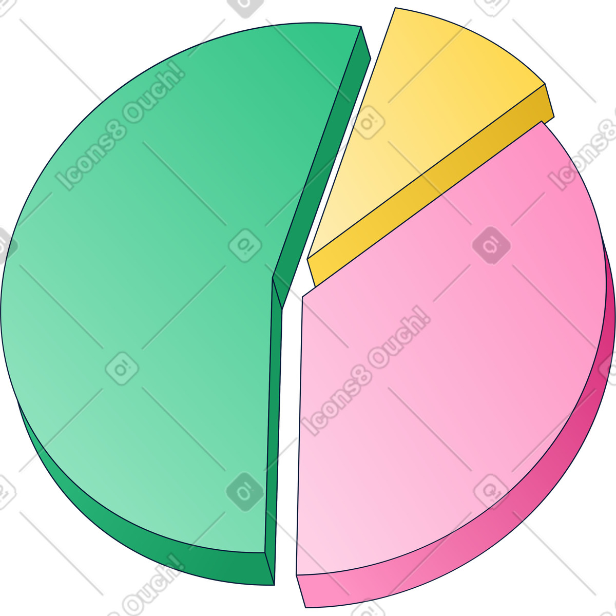Pie chart illustration in PNG, SVG