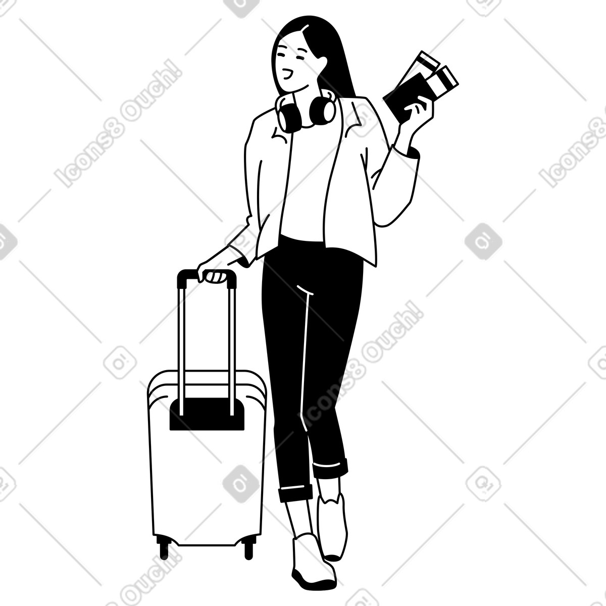 Traveler ready for departure, modern travel lifestyle-Illustration im Weekday-Stil als Download in PNG, SVG
