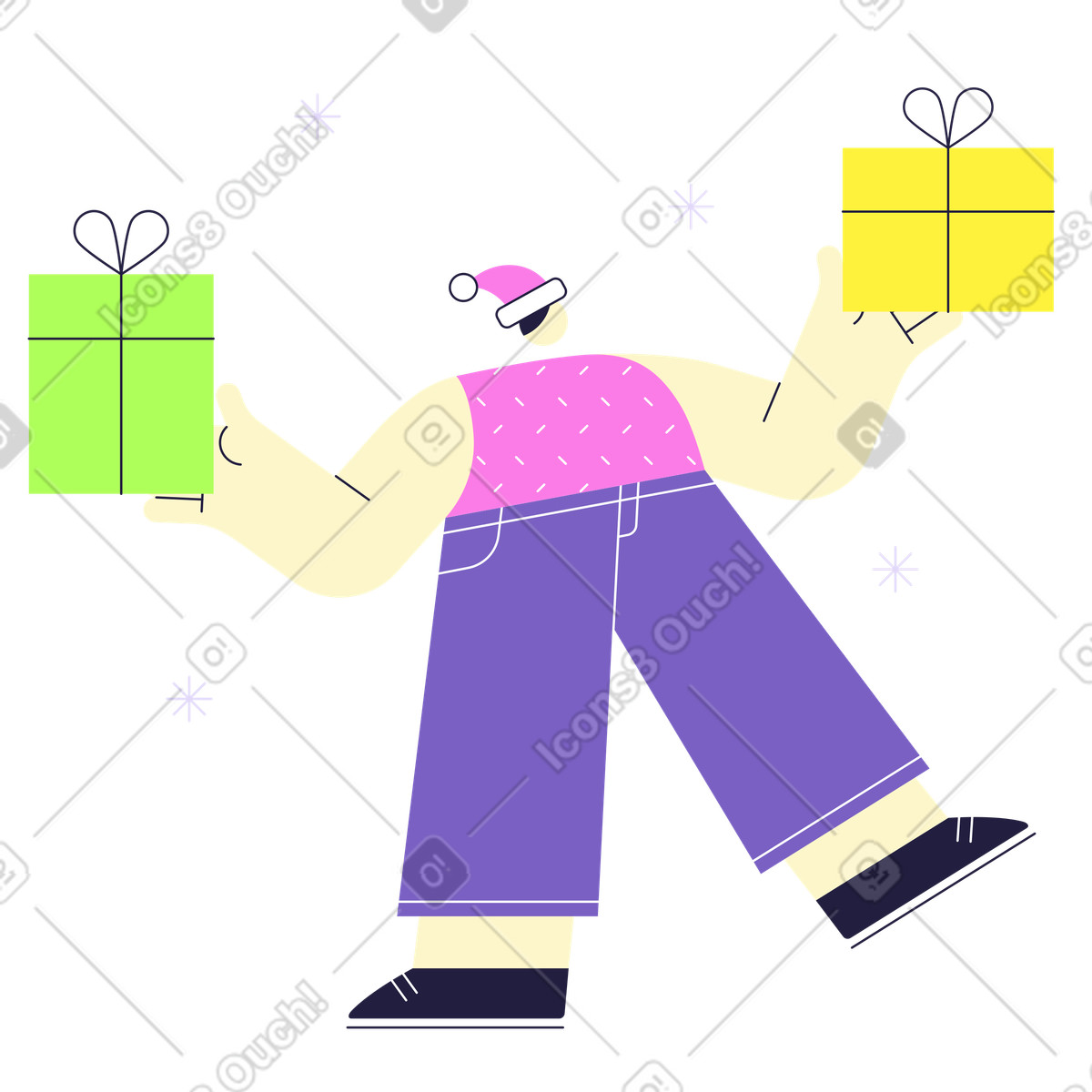 Mellow スタイルの クリスマスプレゼントの準備 のイラストをPNG、SVG形式でダウンロード