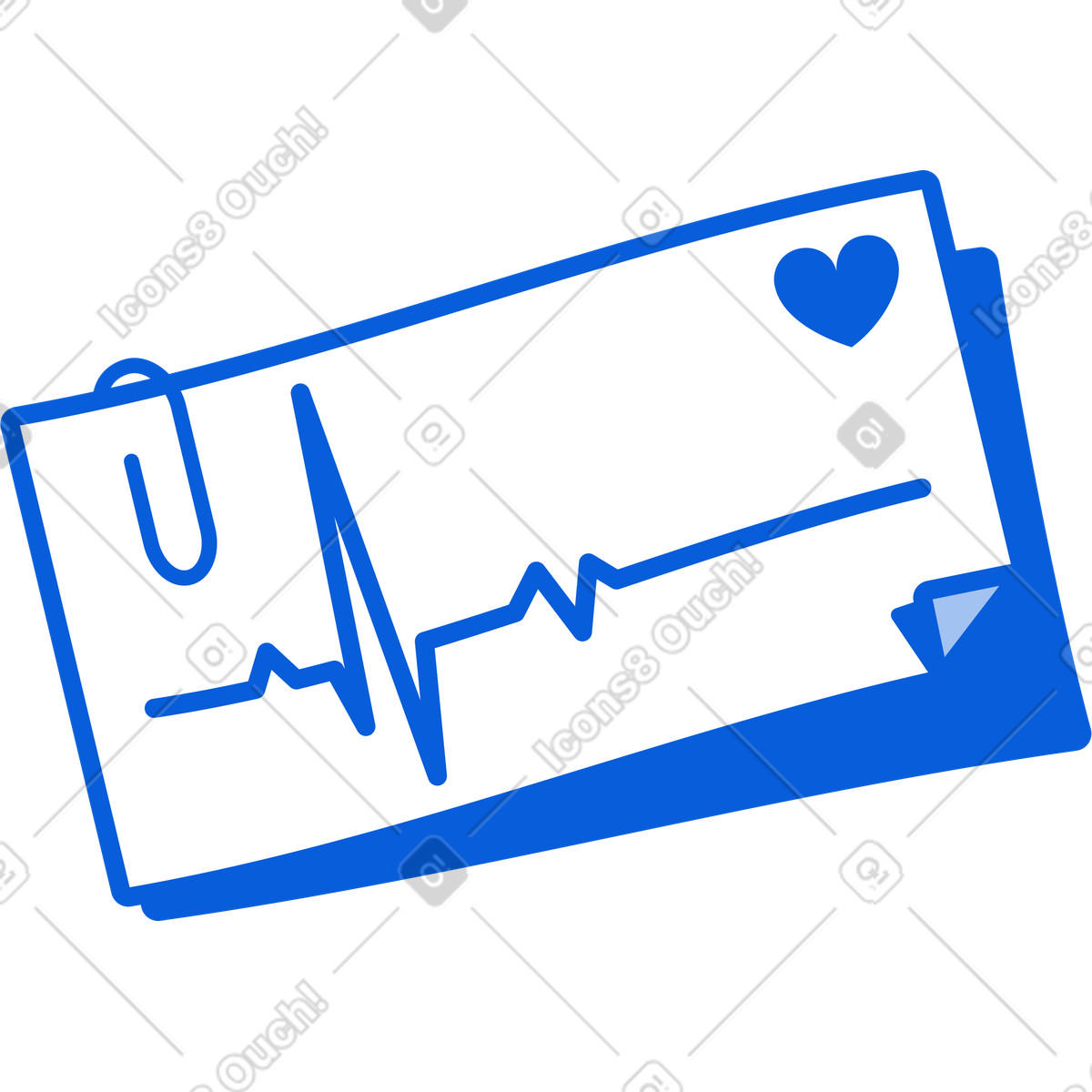 Cardiogramma su carta con graffetta illustrazione in stile Handy Line scarica in PNG, SVG