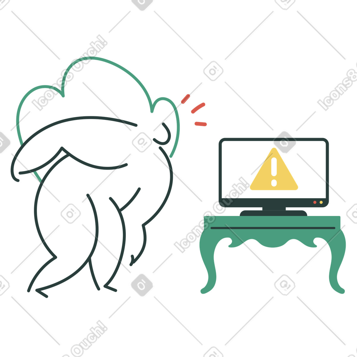 Ilustración Tv rota en estilo Macaroni a descargar en PNG y SVG