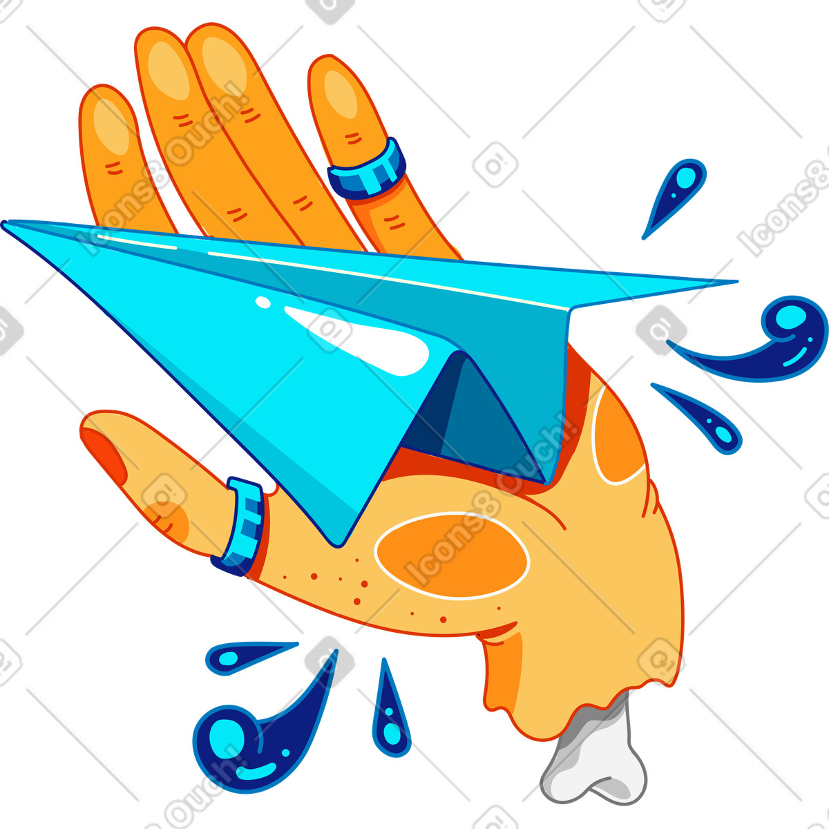 Experimental スタイルの Hand with paper plane, Fast messaging or mail delivery のイラストをPNG、SVG形式でダウンロード