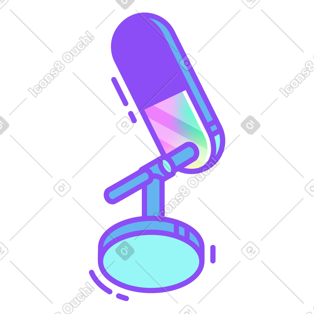 Holographic スタイルの マイクロフォン のイラストをPNG、SVG形式でダウンロード