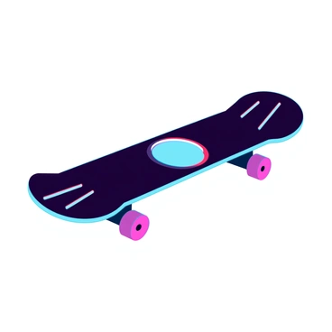 A minimalist logo for a skateboard featuring clean lines and simple geometric shapes. The logo consists of a stylized skateboard silhouette positioned at an angle, emphasizing its streamlined form. It incorporates a bold circular element at the center, symbolizing motion, with two parallel lines extending from the ends to suggest speed. The overall color scheme is a monochromatic palette, predominantly black and white, with high contrast to enhance visual impact. The design is bordered by a thin modern rectangular frame, reinforcing its simplicity and minimalism.