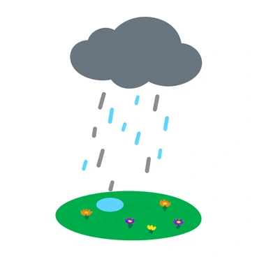 A lone dark cloud pouring rain over a small patch of land