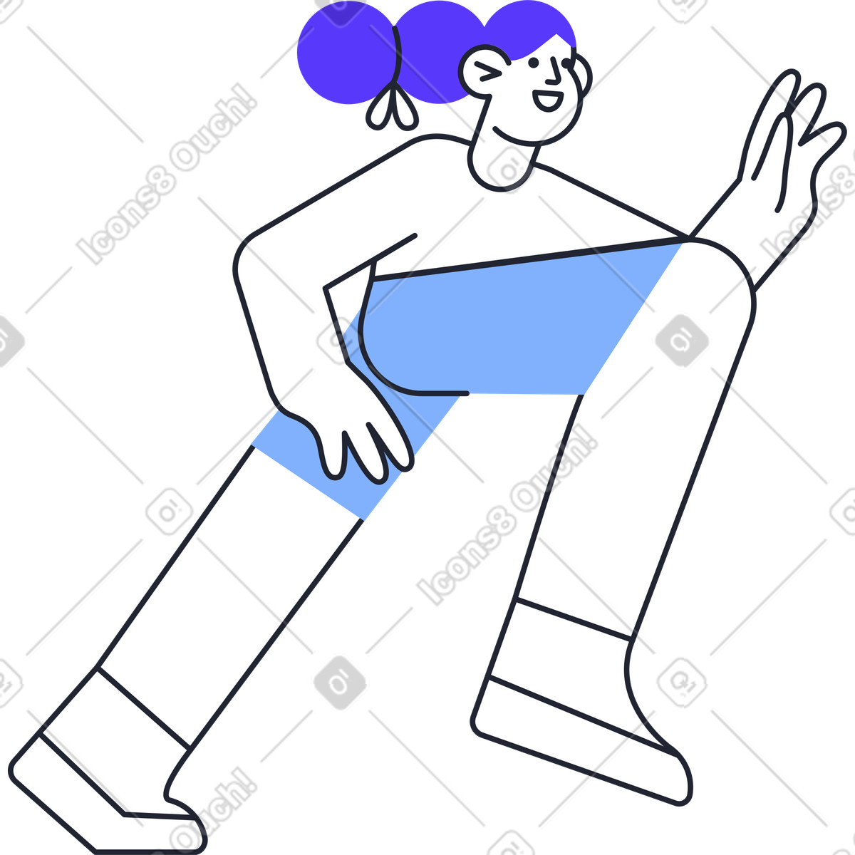 Running girl illustration in Pablita style download in PNG, SVG
