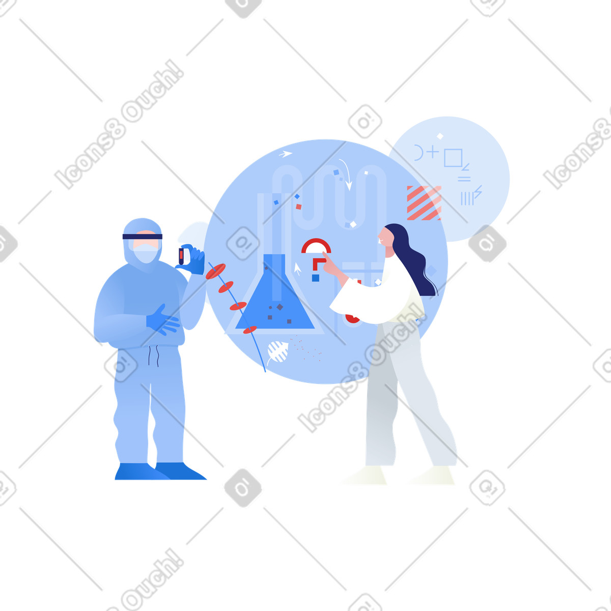 Ilustración Desarrollo de la vacuna contra covid-19 en estilo Clip a descargar en PNG y SVG