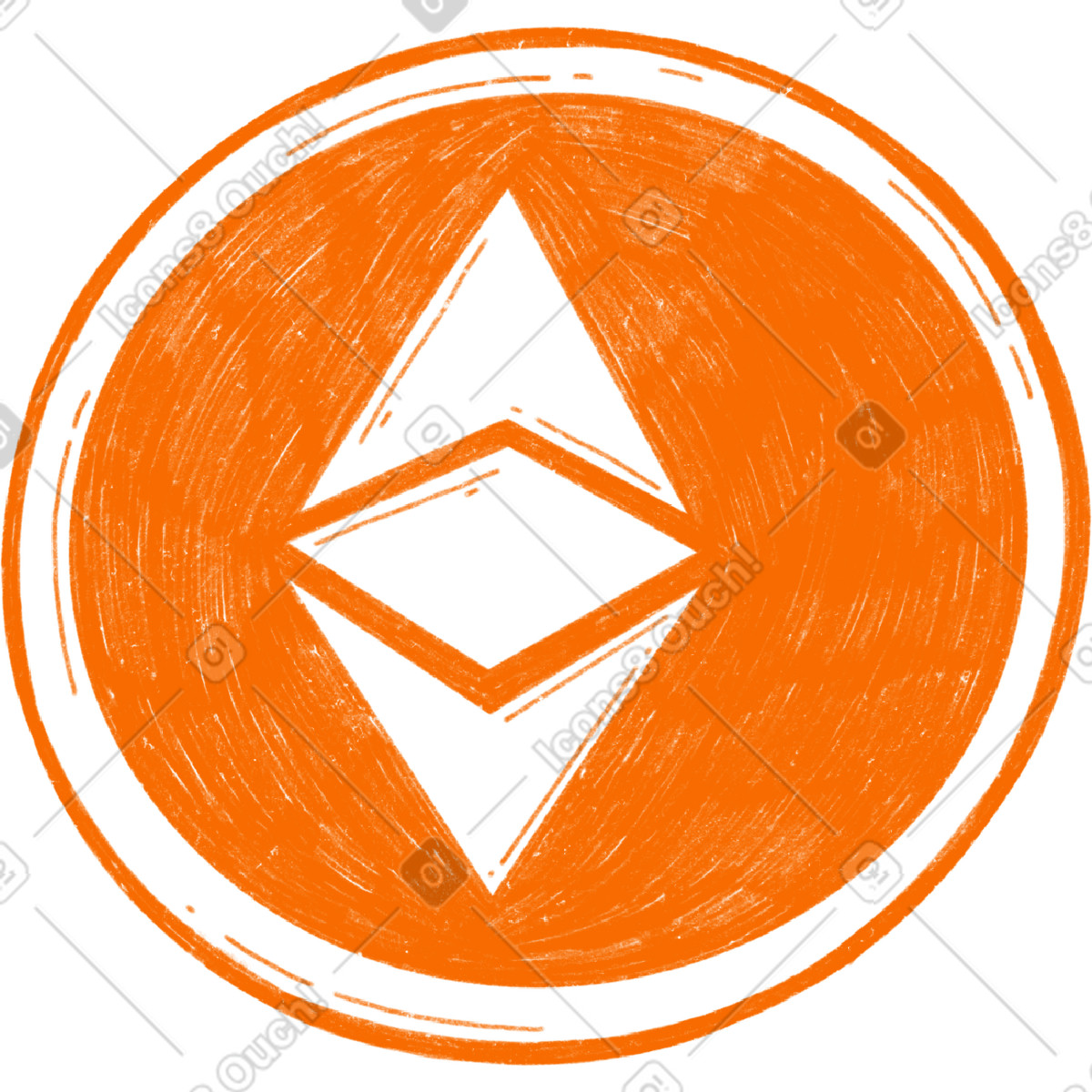 Orange coin kryptowährung-Illustration im Biro-Stil als Download in PNG, SVG