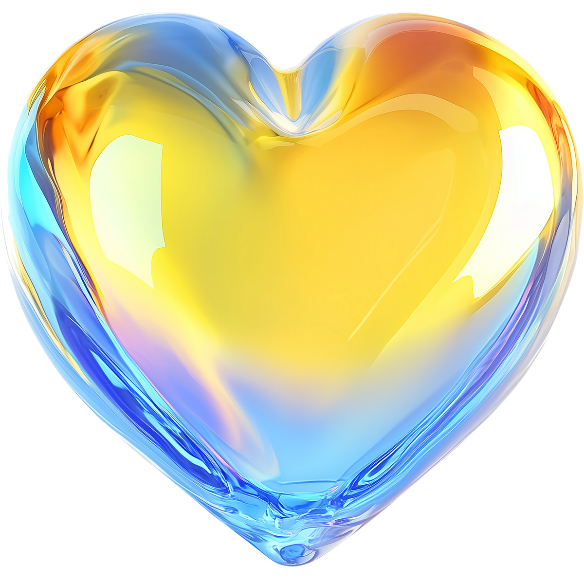 Cuore di vetro giallo blu illustrazione in stile Vitrum scarica in PNG, SVG