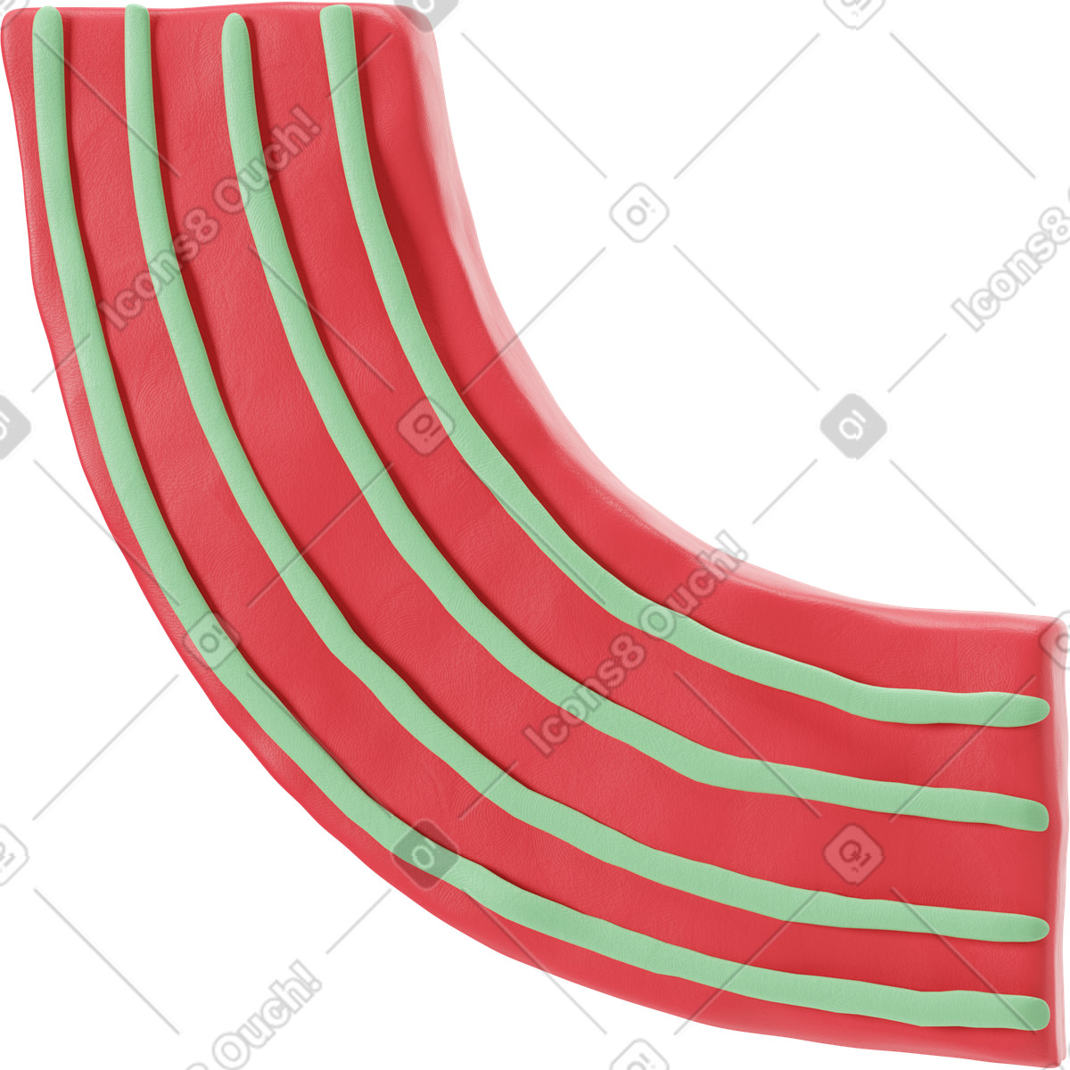 3D Stripy 스타일의 녹색 줄무늬가 있는 빨간색 소매의 팔 일러스트레이션 PNG, SVG 다운로드