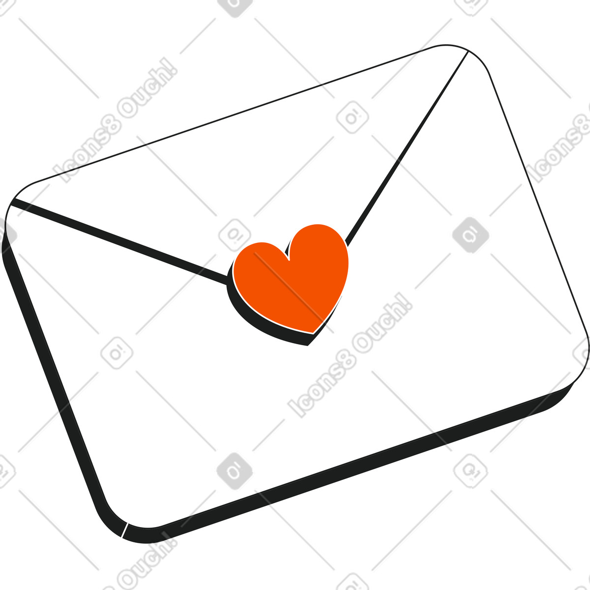 Ilustração de Envelope com coração em no estilo Strict para baixar em PNG, SVG