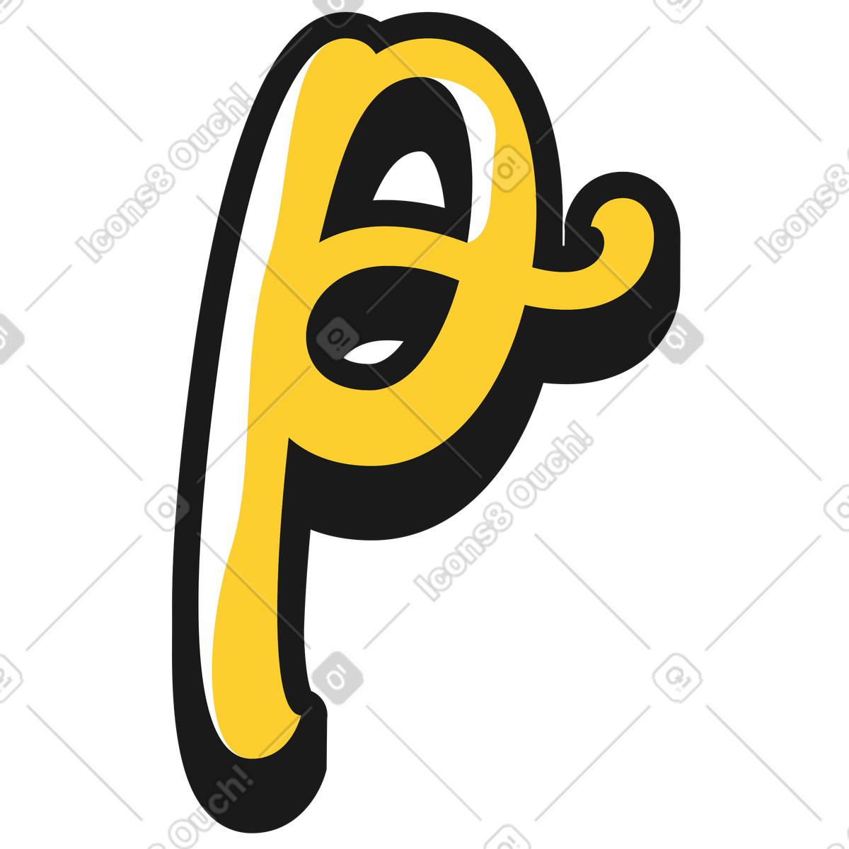 Lowercase letter p illustration in Taxi style download in PNG, SVG