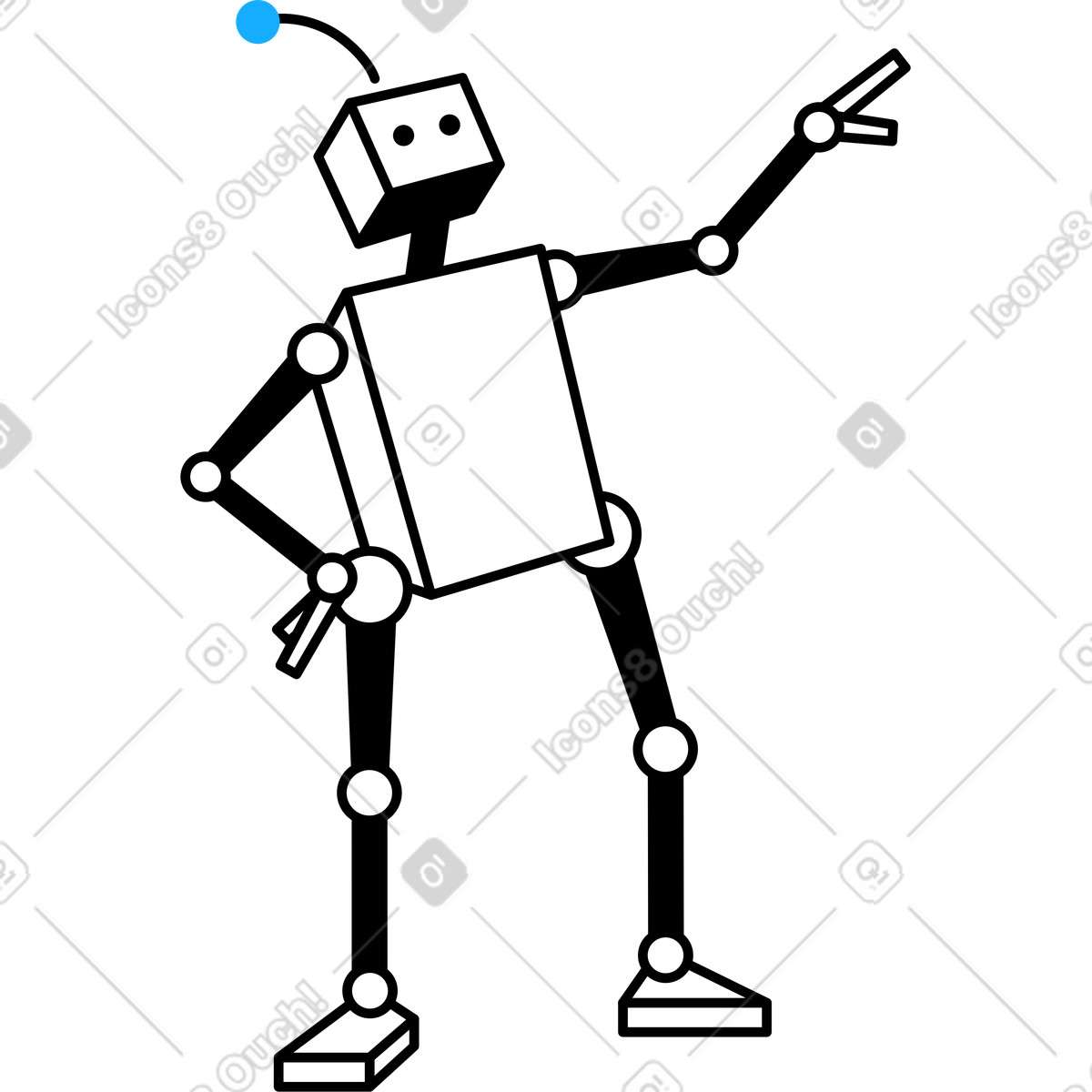 Transistor スタイルの ロボット のアニメーションイラストをGIF、Lottie (JSON)、AEでダウンロード