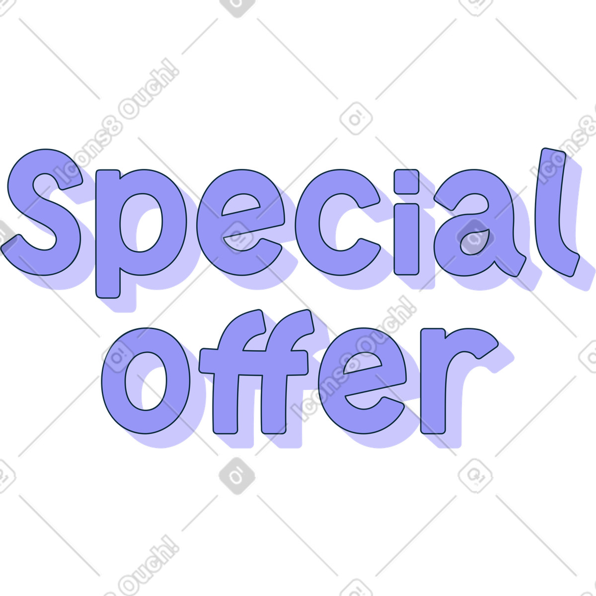 Ilustración Lettering special offer en estilo Bubble gum a descargar en PNG y SVG
