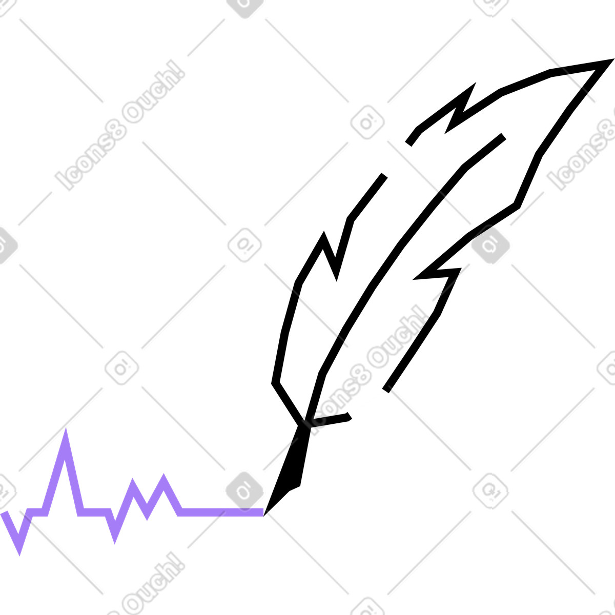 Feather quill illustration in Amethyst style download in PNG, SVG