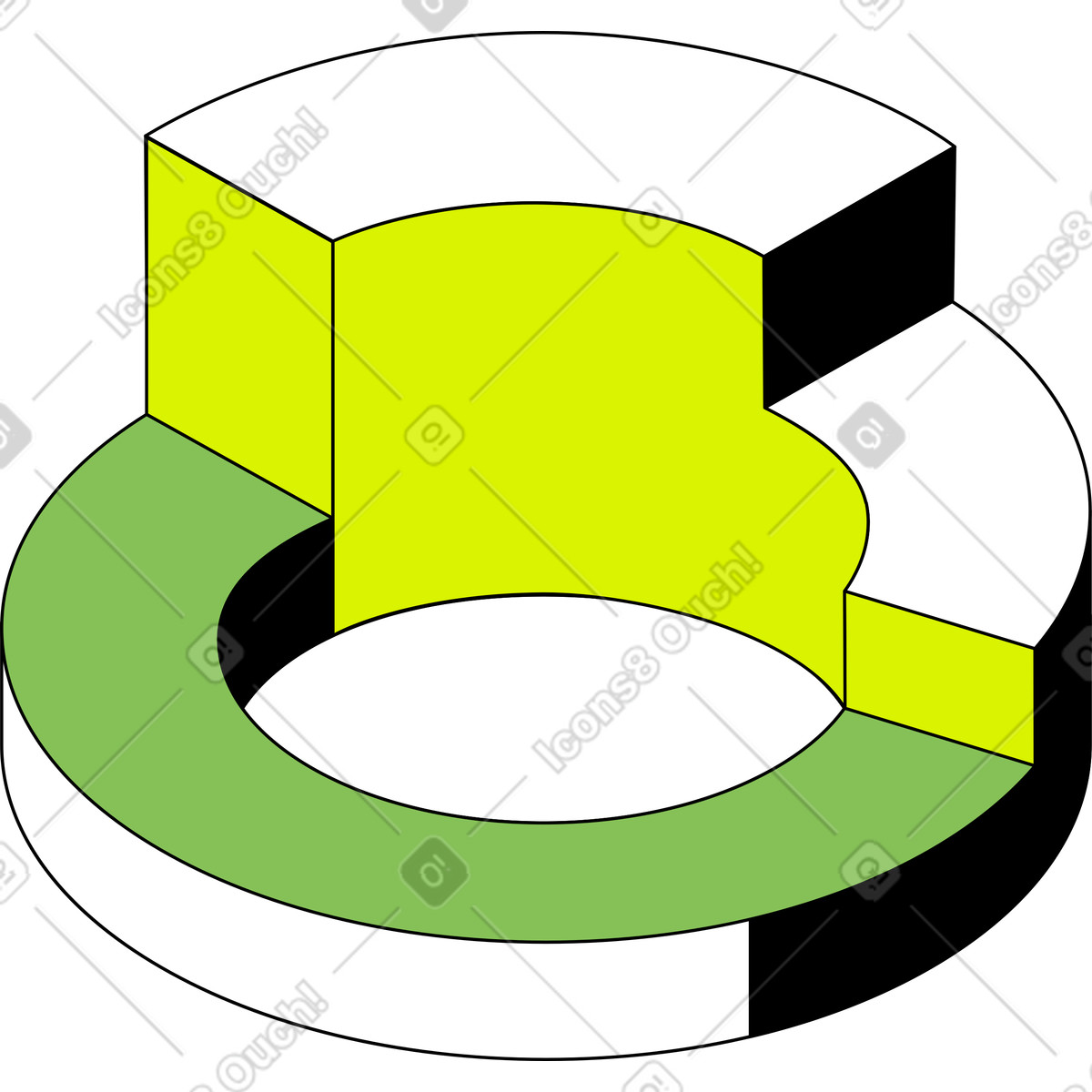 Pie chart illustration in Isometric style download in PNG, SVG