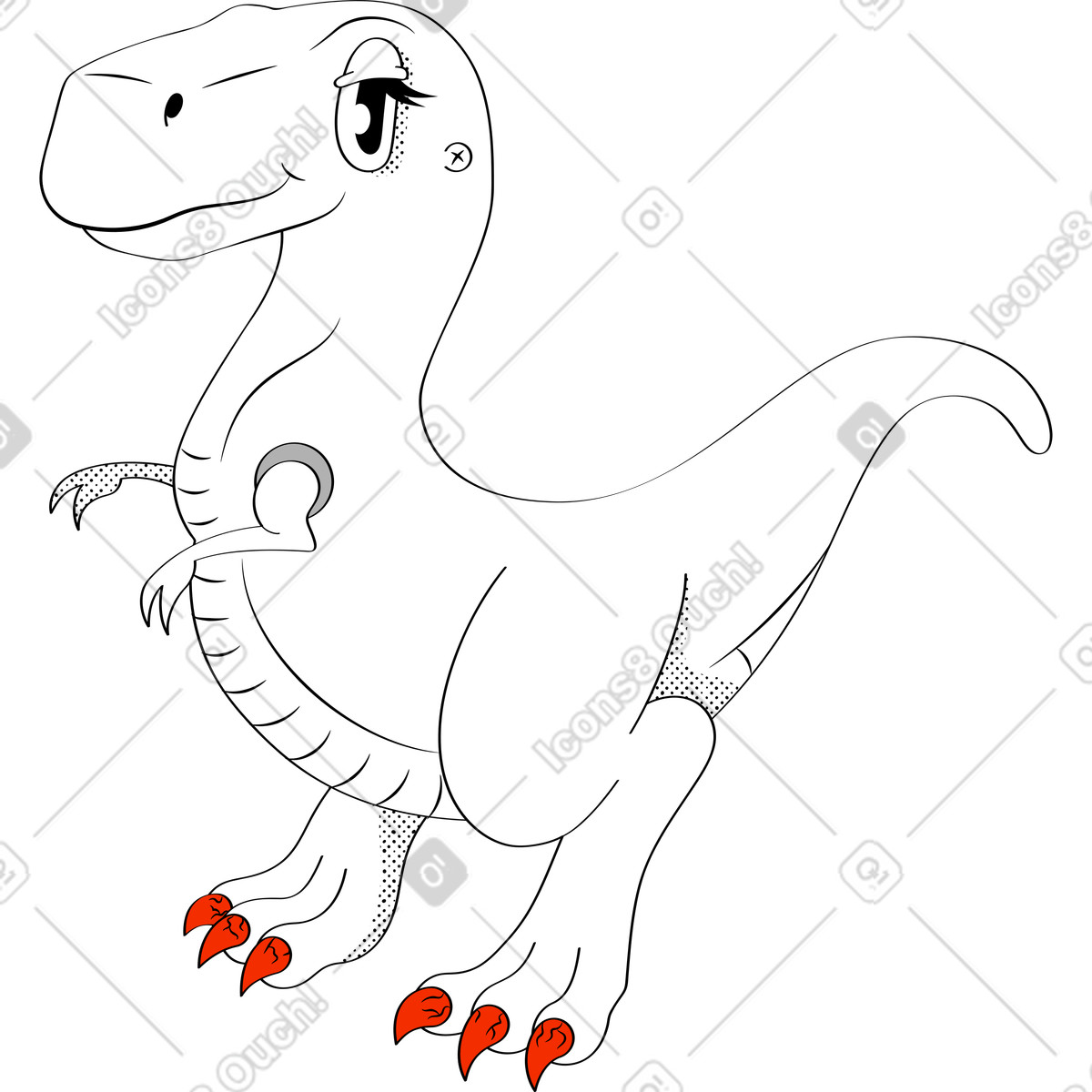 Ragazza dinosauro illustrazione in stile Looney scarica in PNG, SVG