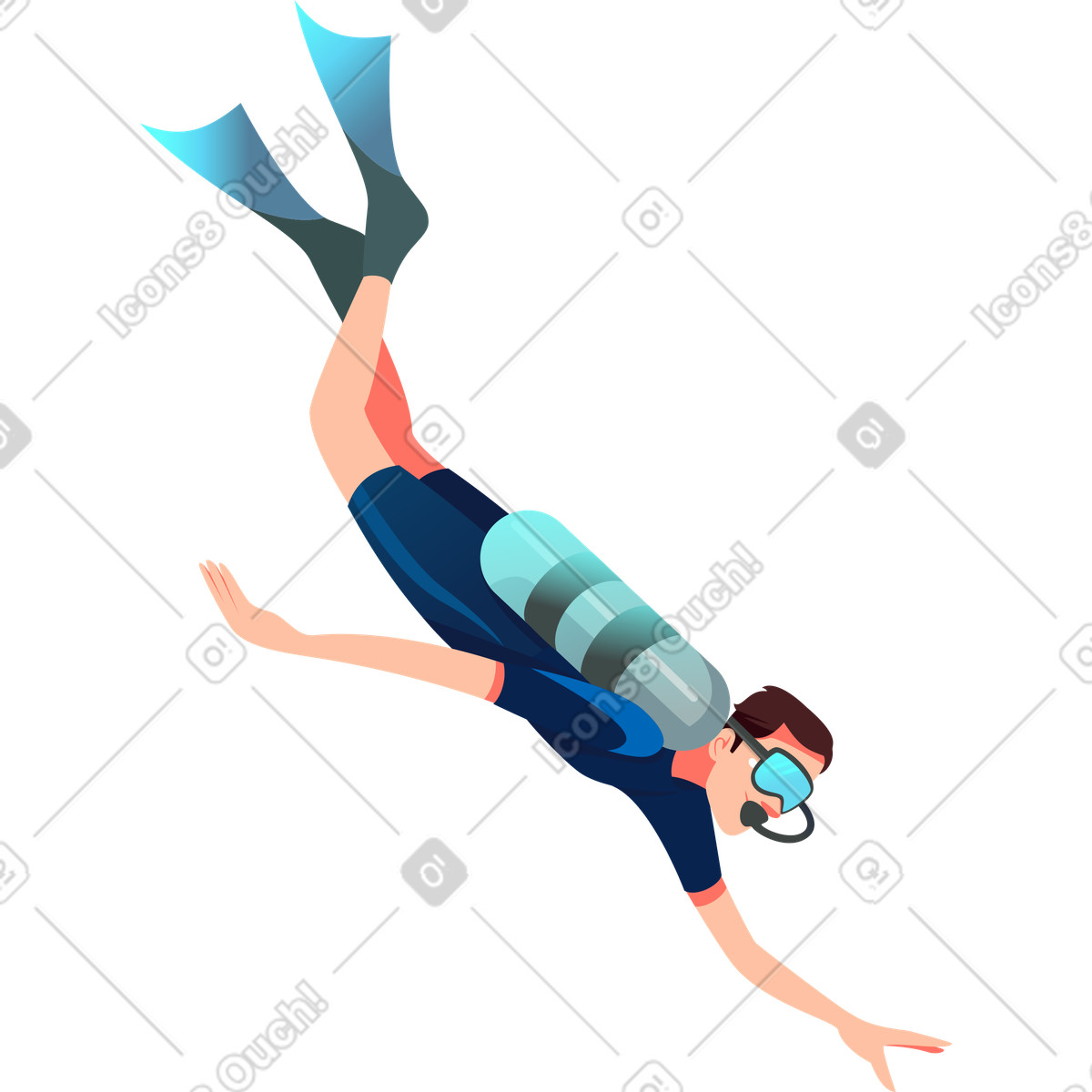 Taucher-Illustration im Vivid-Stil als Download in PNG, SVG