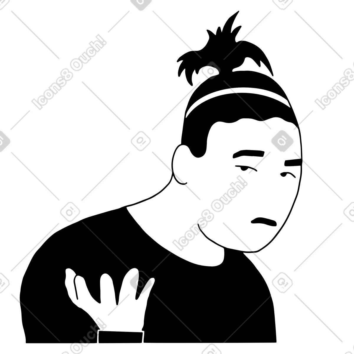 Surprised or confused young woman illustration in Dudes style download in PNG, SVG