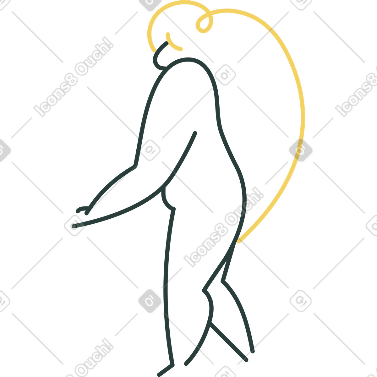 Mädchen-Illustration im Macaroni-Stil als Download in PNG, SVG