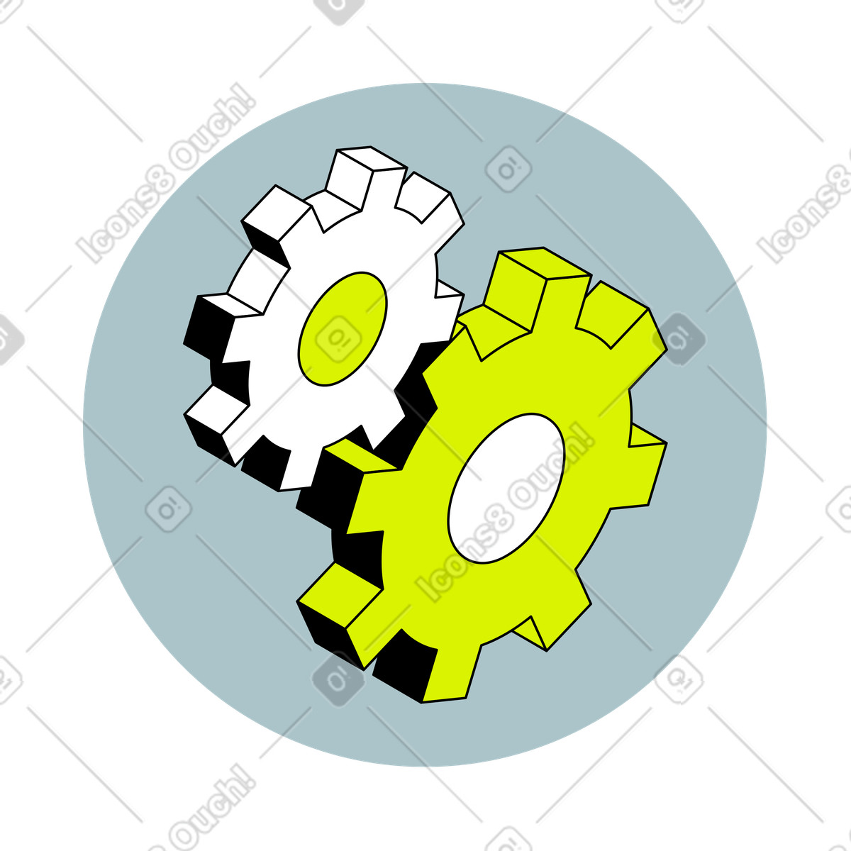 Isometrische zahnräder für das einstellungssymbol-Illustration im Isometric-Stil als Download in PNG, SVG