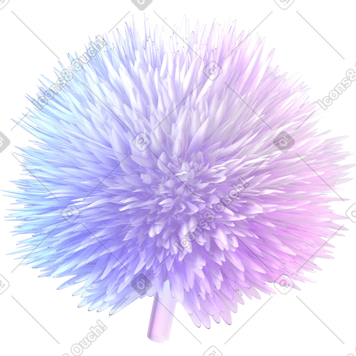 Abstrakte blume-Illustration im 3D Glassy-Stil als Download in PNG, SVG