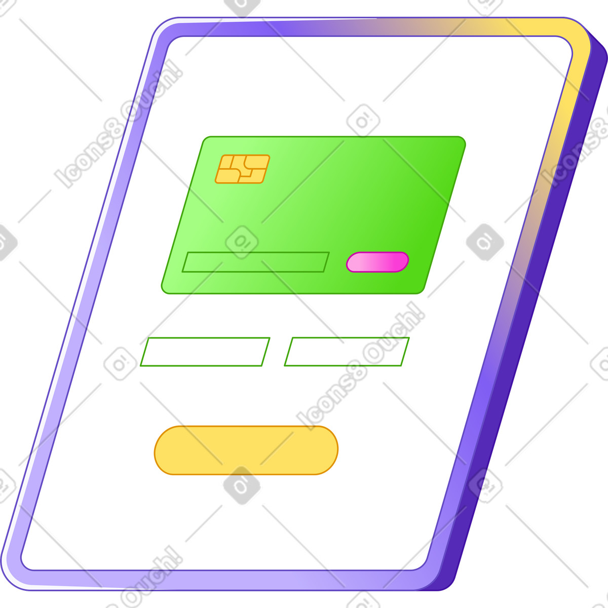 Tablet mit geöffneter zahlungsseite-Illustration im Rainbow-Stil als Download in PNG, SVG