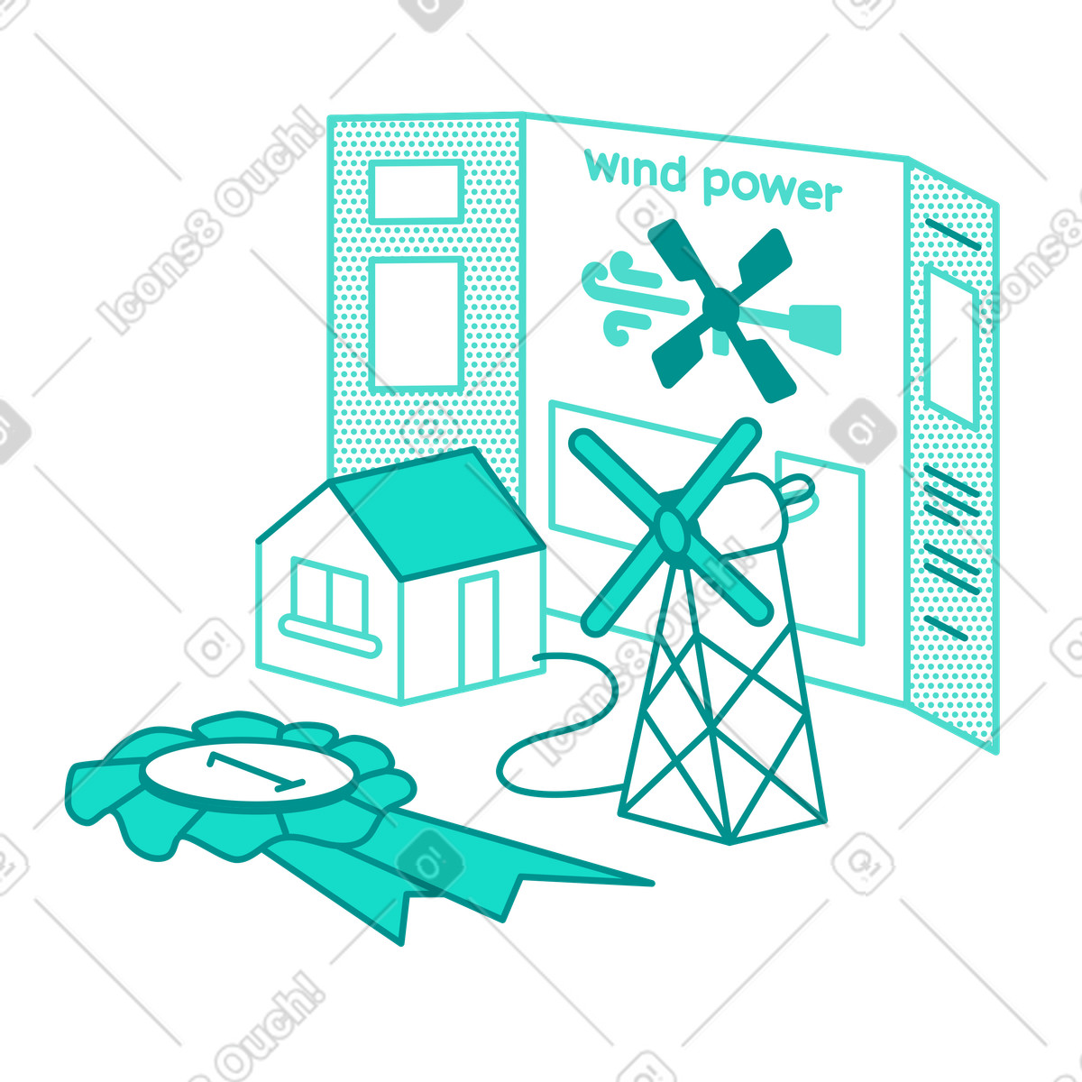 School science project on wind power illustration in Natty style download in PNG, SVG