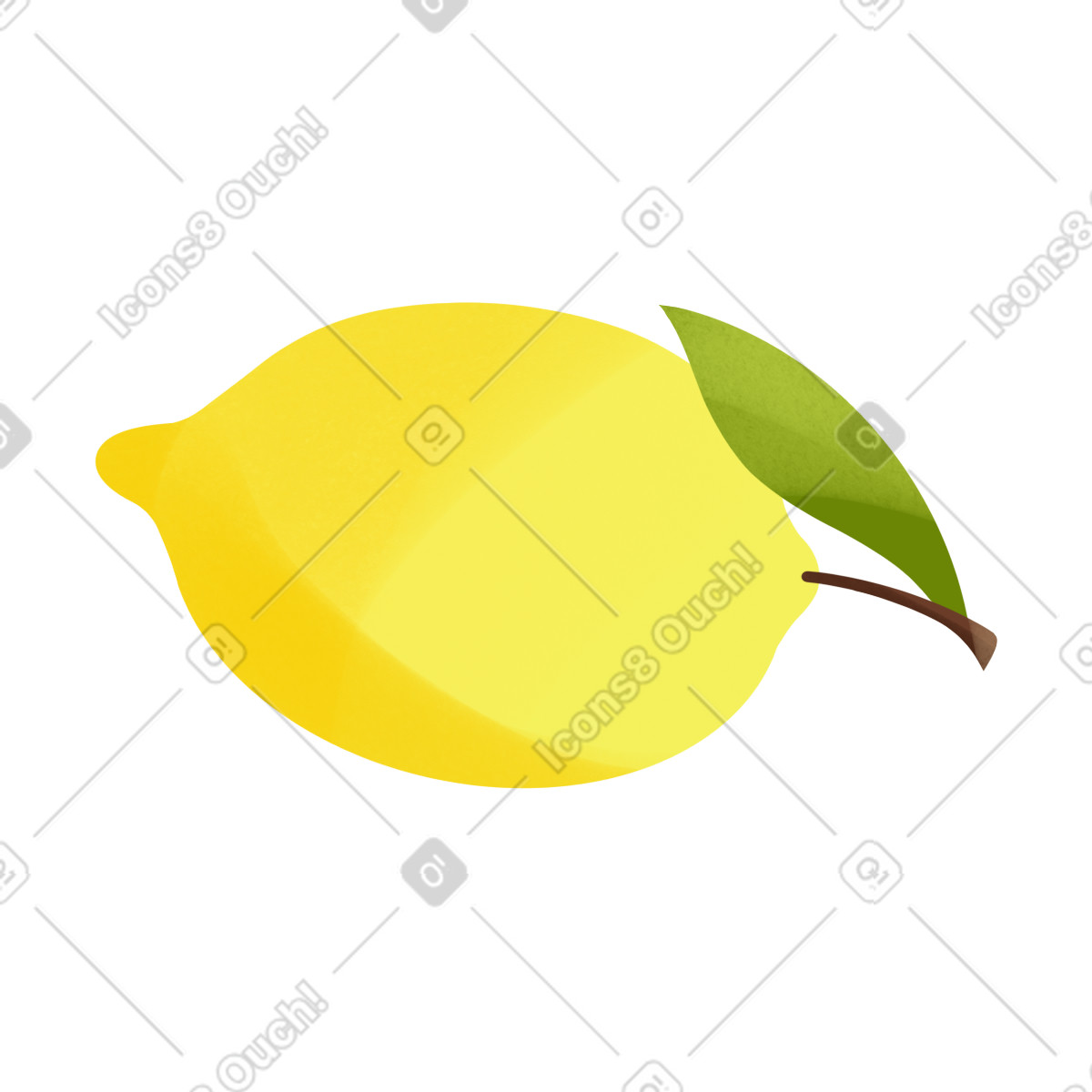 Lemon with leaf-Illustration im Shine-Stil als Download in PNG, SVG